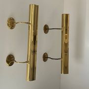 Pair of vintage XL adjustable brass wall lights, France 1970