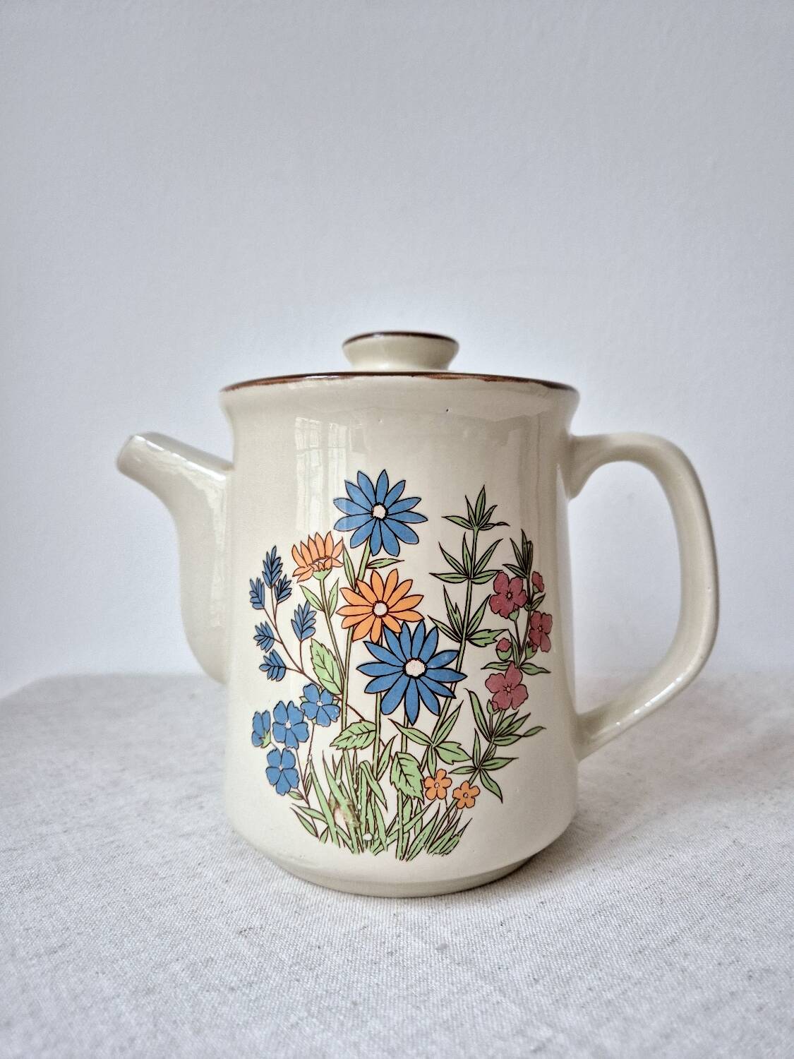 Cafetière en grès à fleurs '70s - Vintage