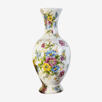 Vase forme balustre en céramique impression fleurs