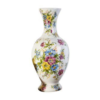 Vase forme balustre en céramique impression fleurs
