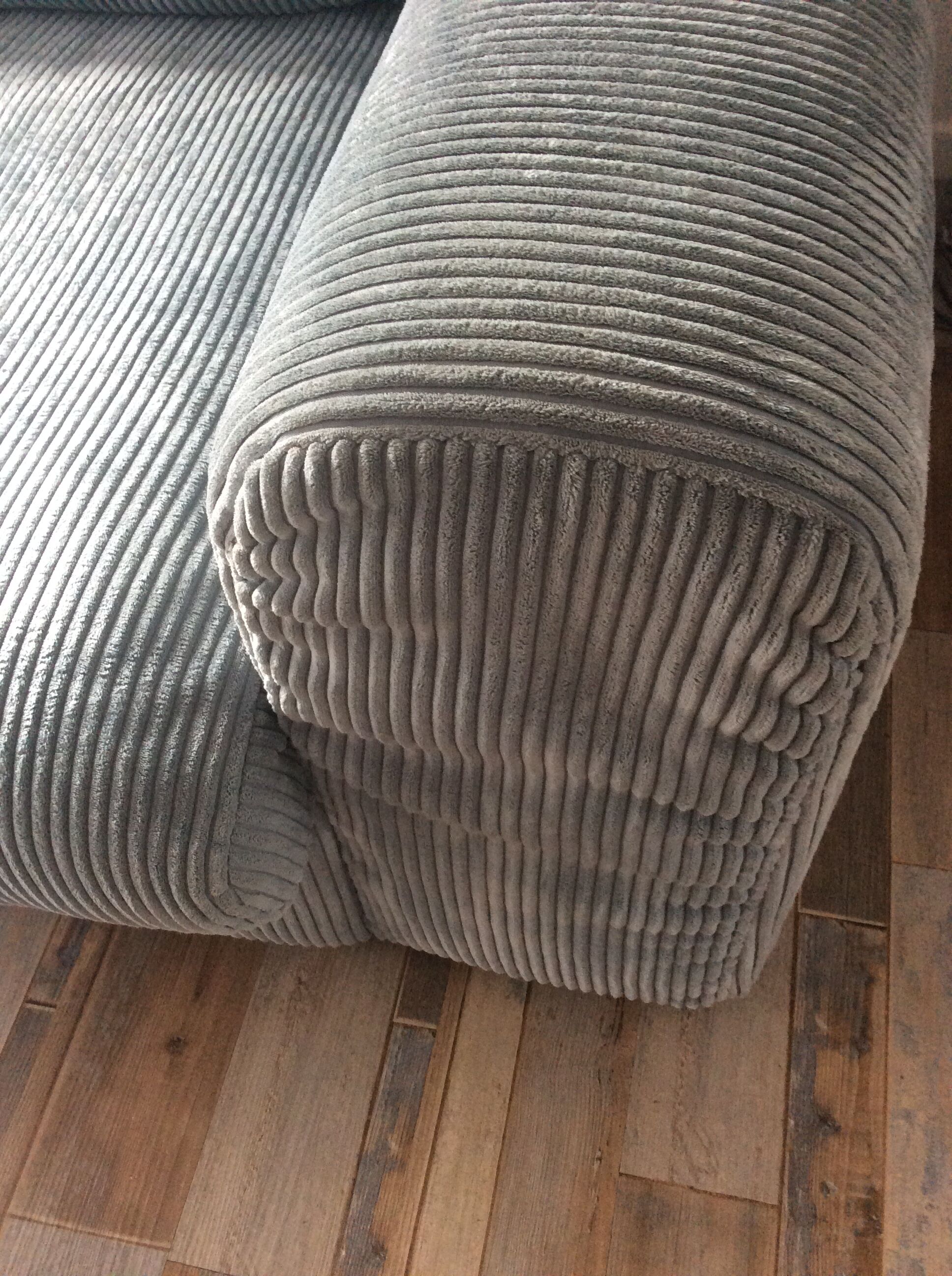 Sky blue ribbed 3-seater sofa