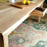 Farmhouse table in natural raw solid oak