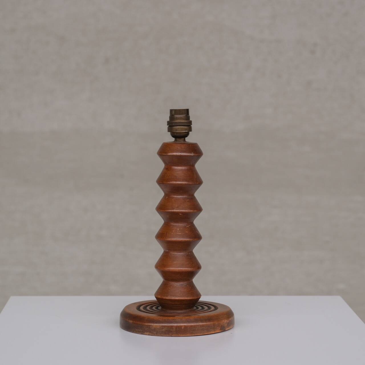 Deco Oak Turned Geometric Petite French Table Lamp