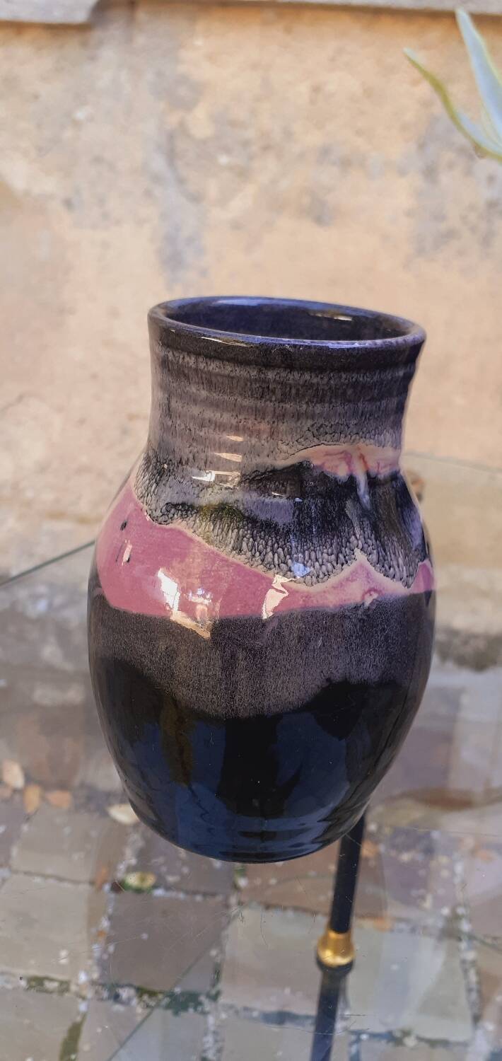 Vintage ceramic vase from the 60s signed accolay