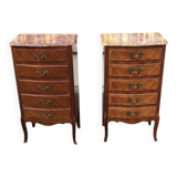 Paire de chiffonnière en marqueterie style Louis XV