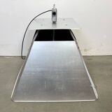 Large Silver Industrial Factory Pebdant Lamp, 1970s