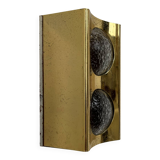 Vintage wall light in brass and bubbled glass, France, 1950.