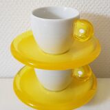 Set de 2 tasses à expresso jaunes Guzzini avec soucoupes