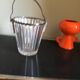 Crystal ice bucket with silver-plated handle
