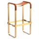 Contemporary Bar Stool Metal Aged Brass Natural Tobacco Leather