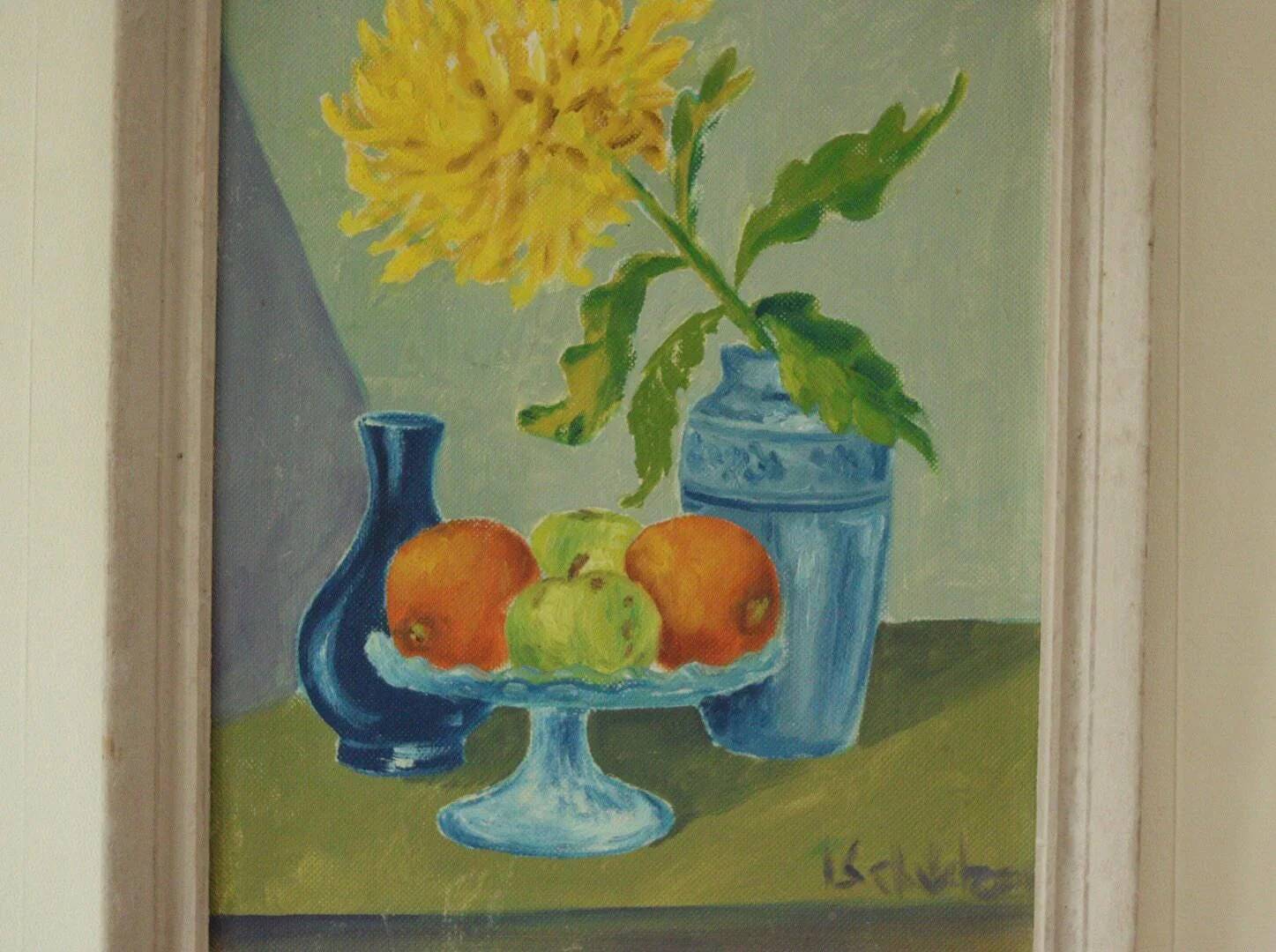 Still life: Fruits and yellow flower (attributed to Schultzer)