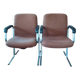 pair of 1970s modernist design armchairs in tweed fabric