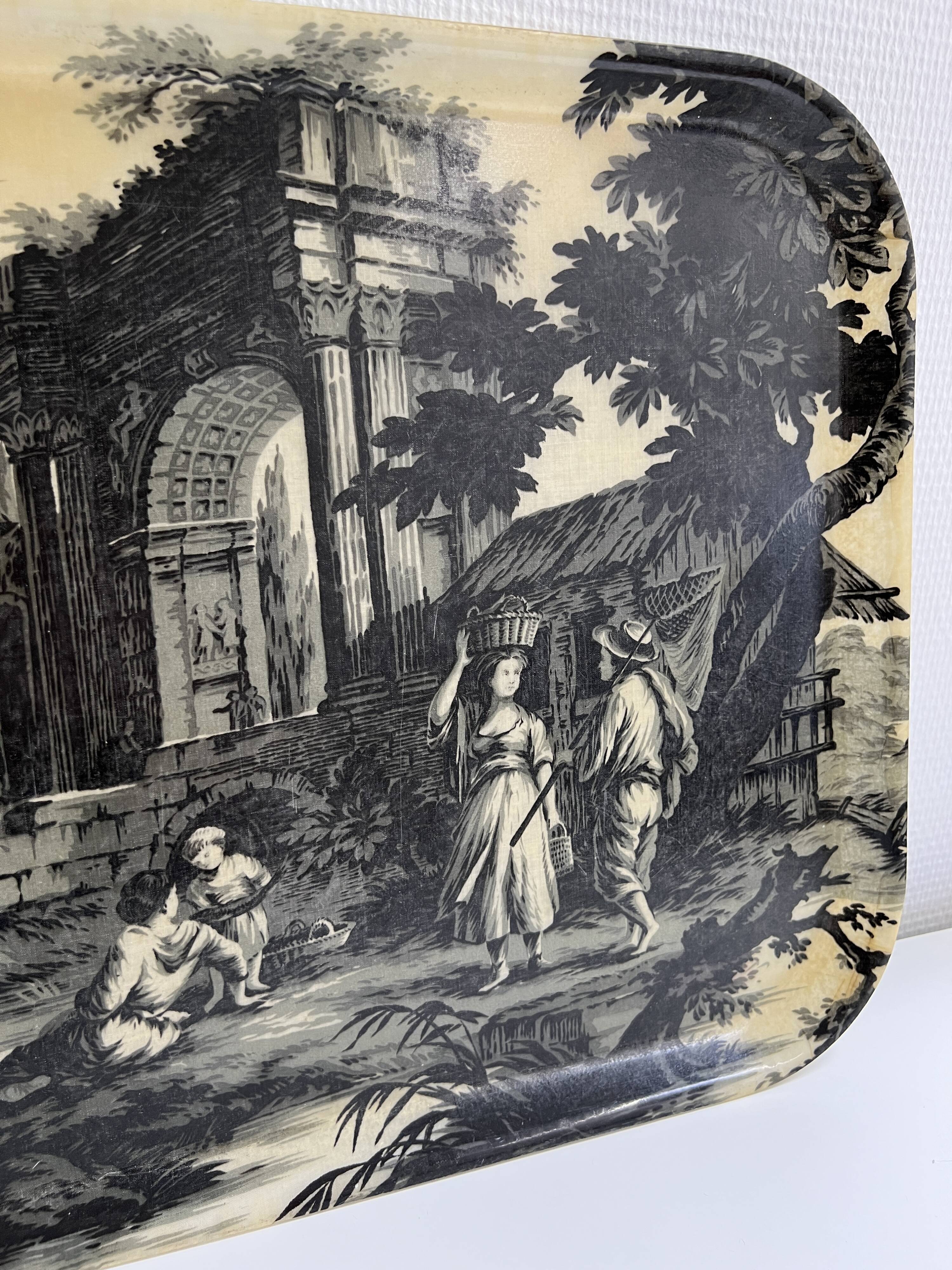 Fiberglass top canvas de Jouy style