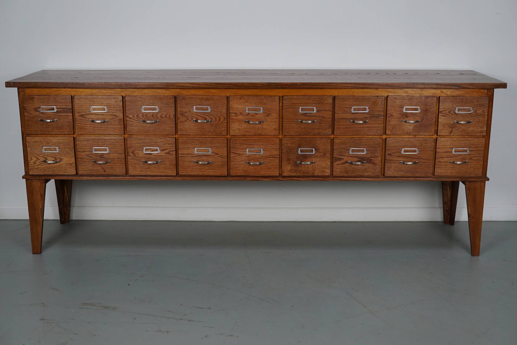 Vintage Dutch Oak Apothecary Sideboard / Filing Cabinet, 1950s
