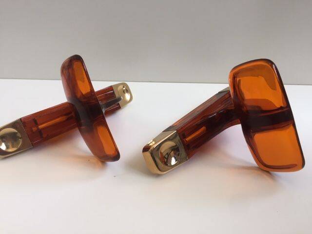 Duo of vintage grosfillex coat hooks model versailles amber plexi