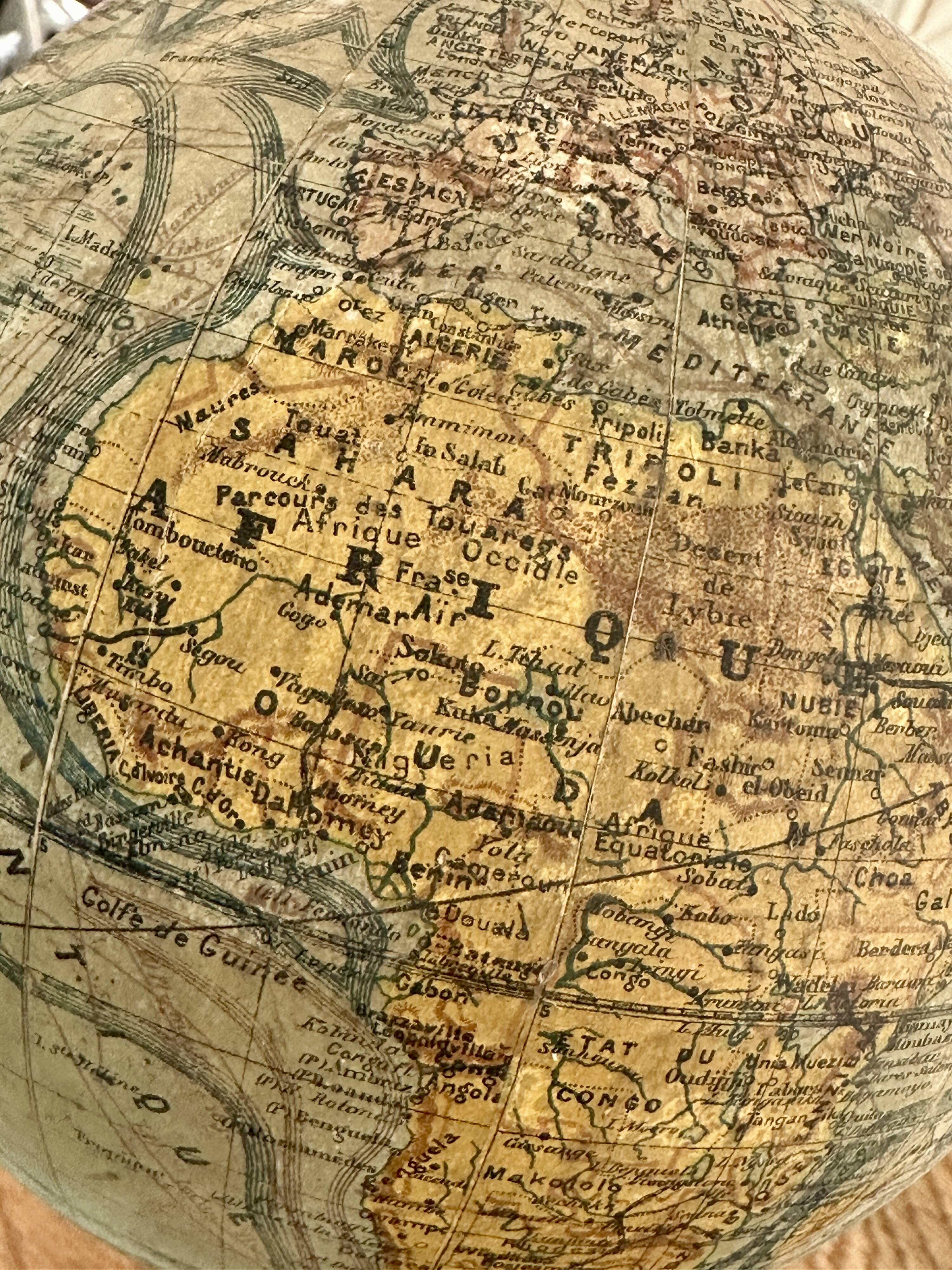 Terrestrial globe j. forest, geographical publisher in paris - early 20th century