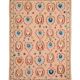 Salmon pink suzani kilim rug with embroidered patterns