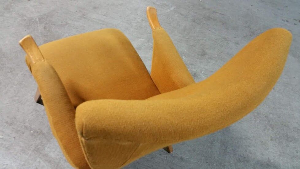 50s 60s Danish armchair has ears golden