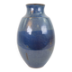 Large blue glazed ceramic vase signed under the base