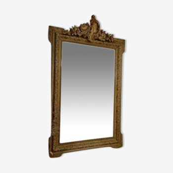 Antique gilded mirror with shell pediment, 130x80 cm