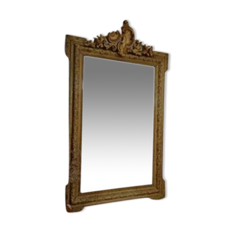 Antique gilded mirror with shell pediment, 130x80 cm
