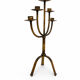 Large Mid-Century Brutalist 5-Arm Gilt Iron Candelabra 55cm