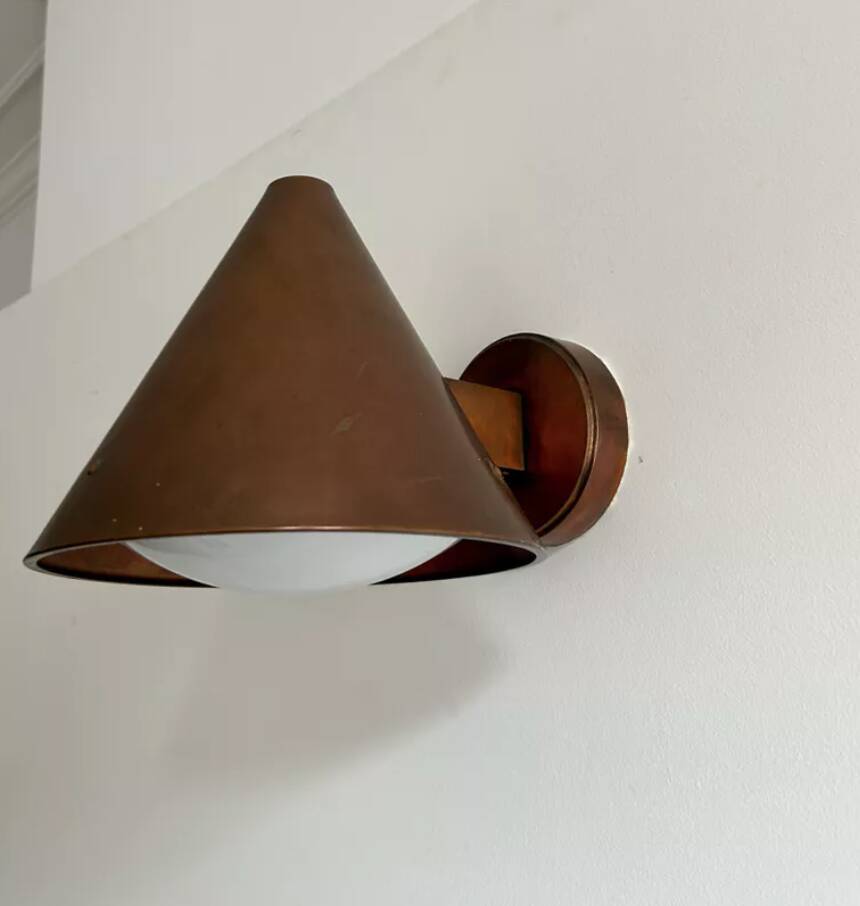 Vintage copper and opaline wall light, BEGA 1960