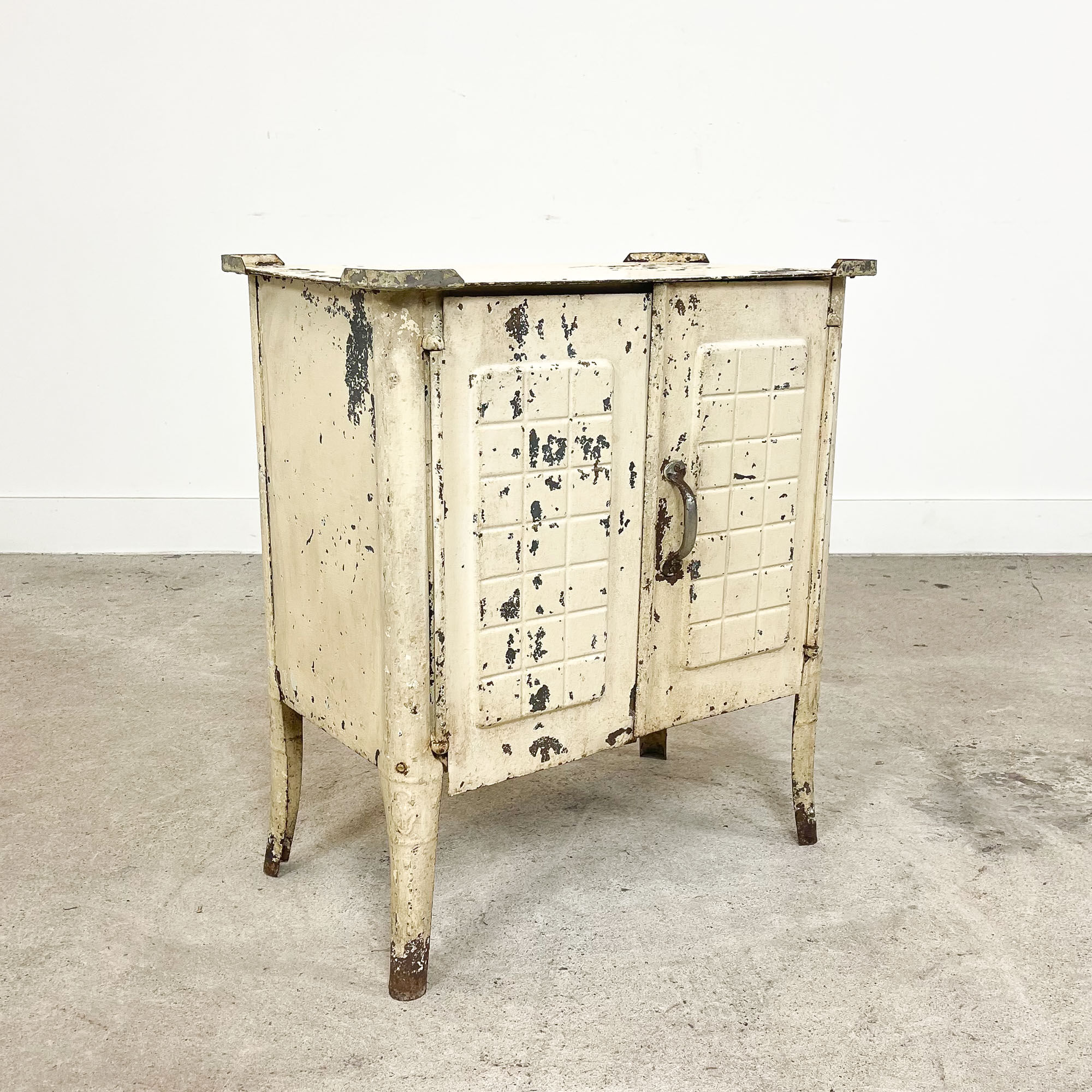Vintage industrial painted metal nightstand cabinet