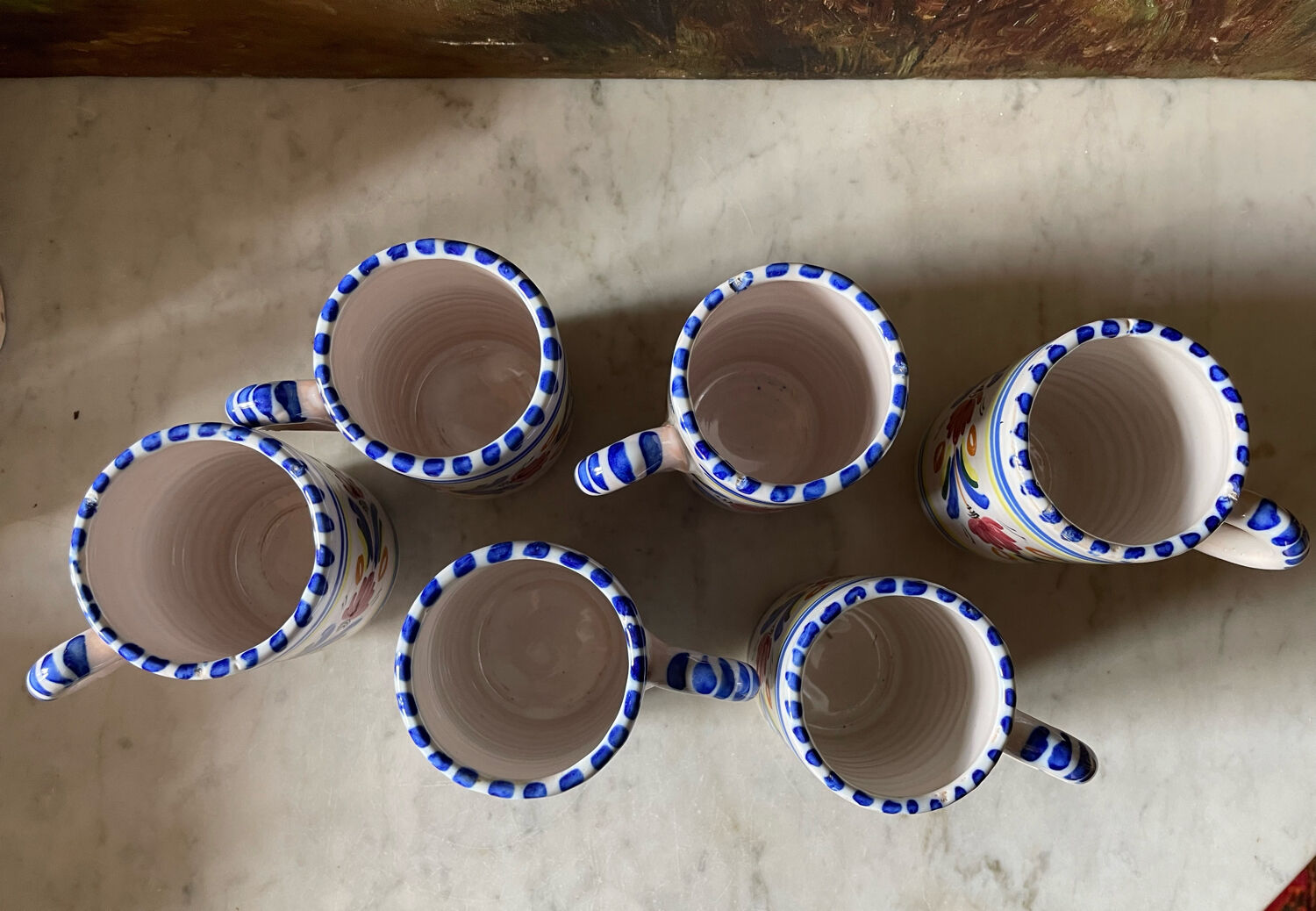 6 ceramic cups signed hc