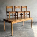 Set of 6 vintage pine dining chairs by Ilmari Tapiovaara — honey-brown solid wood, 1960s
