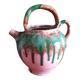 Jug pitcher Provençal earthenware glazed with pink and green glaze.