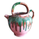 Jug pitcher Provençal earthenware glazed with pink and green glaze.