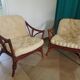 Set of 2 bamboo armchairs - curved wood - 1960s