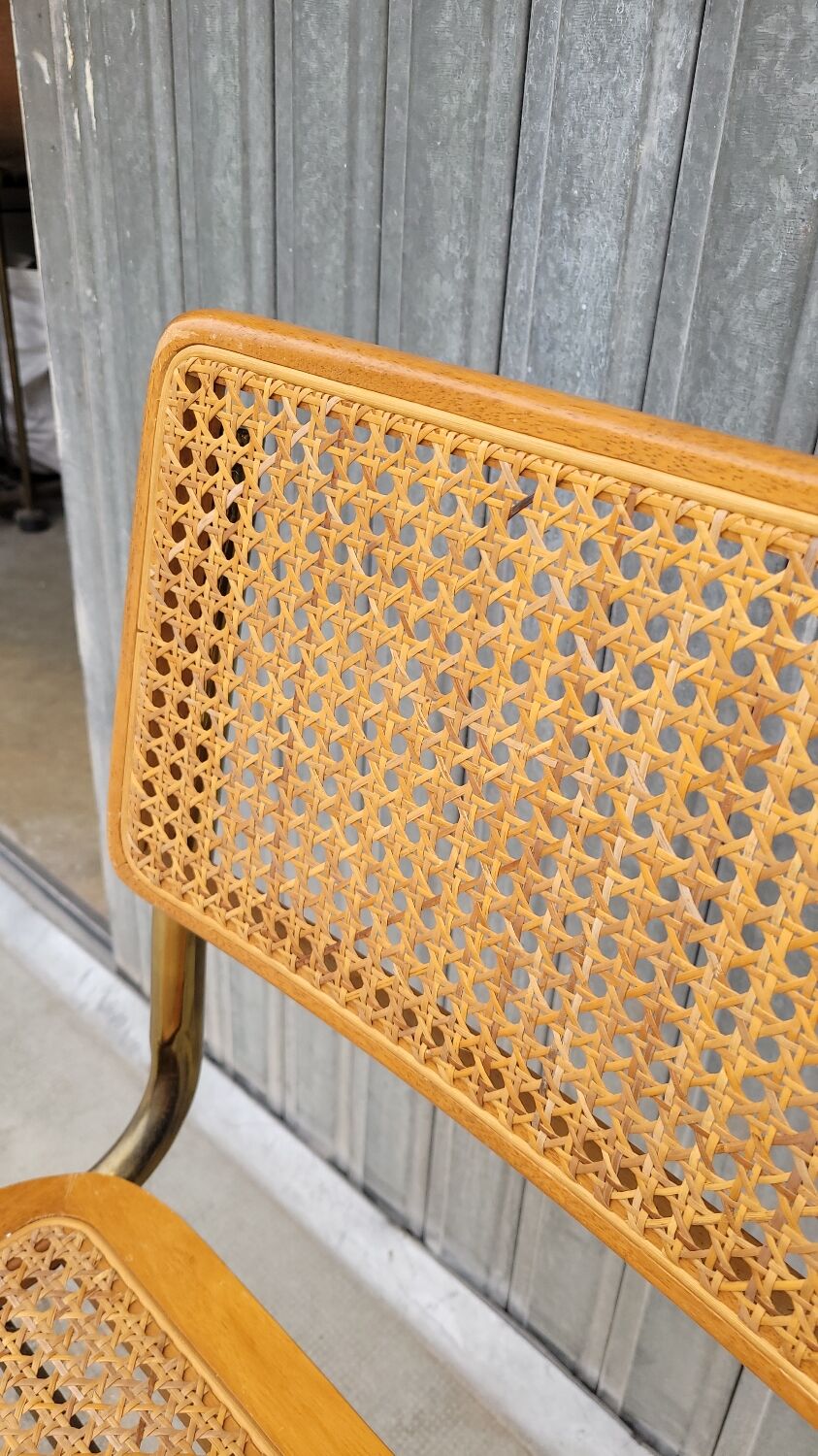 Marcel Breuer chair in cane model B32 vintage gold color