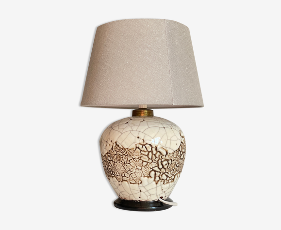 Lampe boule en créamique craquelée vintage