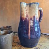 Modernist pitcher in glazed ceramic with pinched beak from Accolay