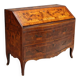 18th-century baroque secretary with a drop-down front in walnut and poplar.