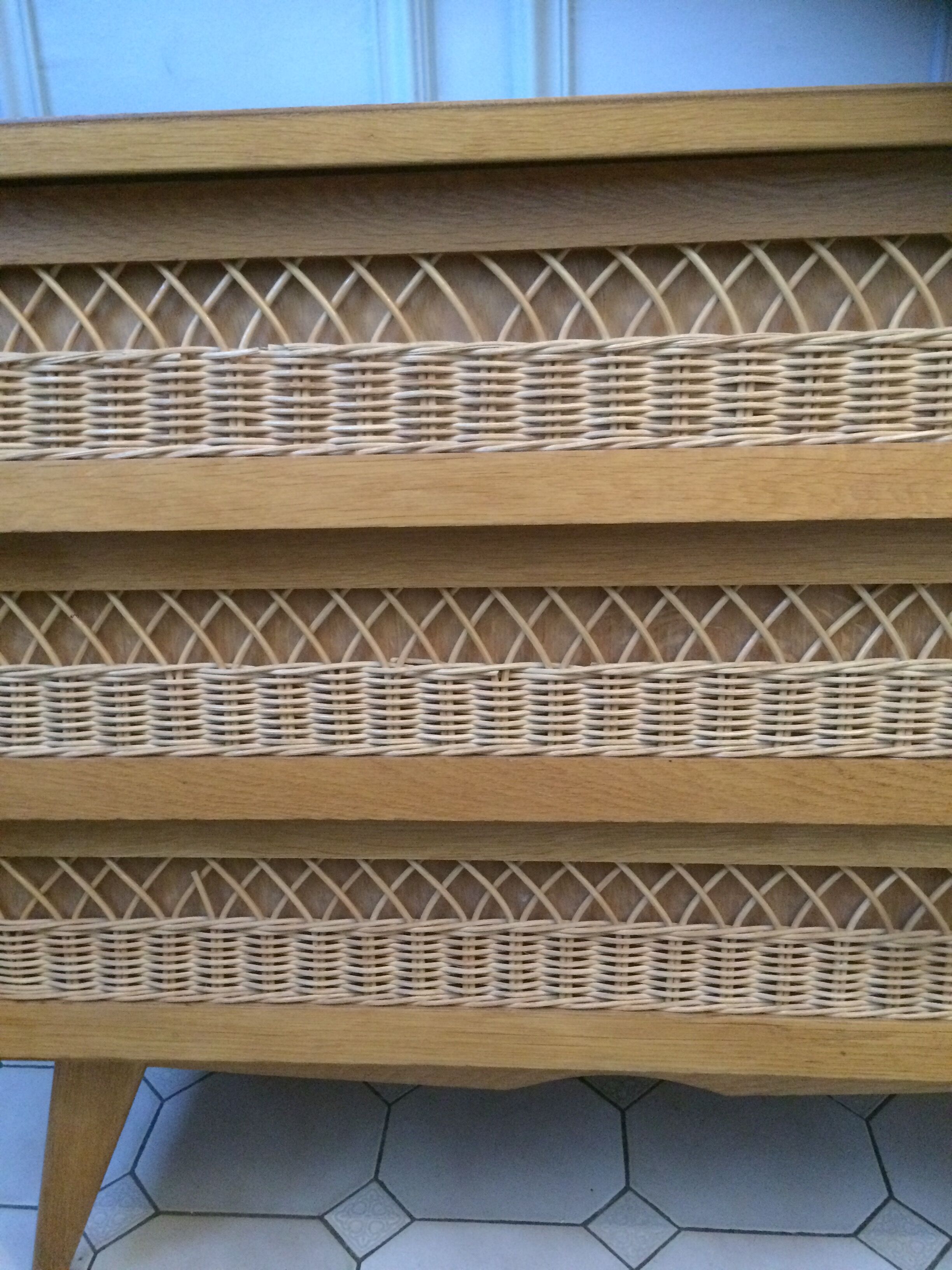 Vintage rattan dresser