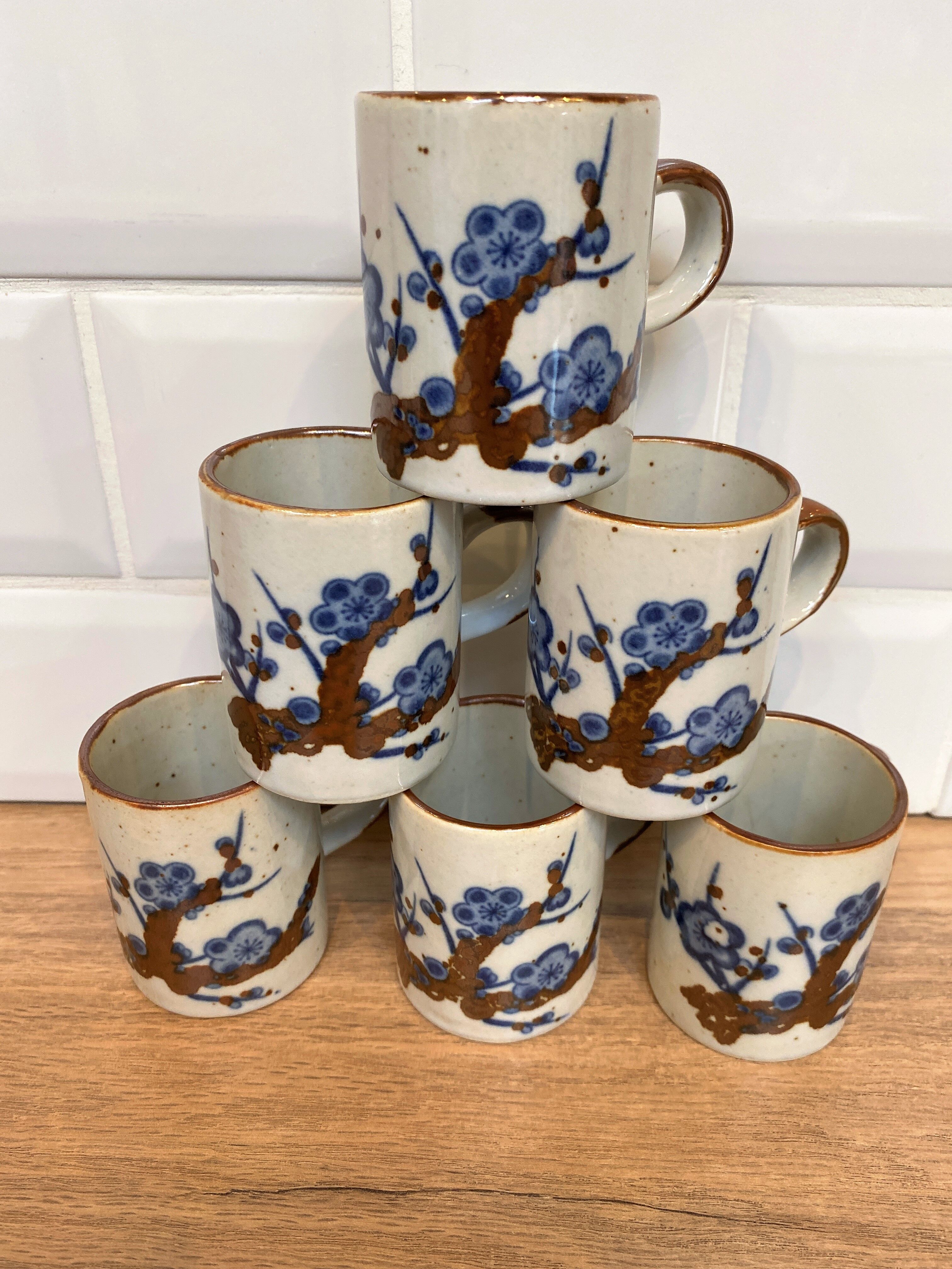Set of 6 stoneware coffee cups