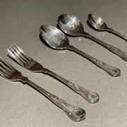Table cutlery (knife and fork) silver-plated, set of 37 pieces, England, vintage Art Deco