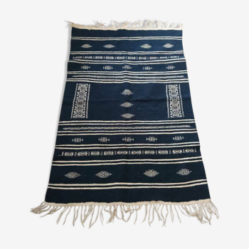 Berber carpet, blue and white 140 x 100 cm