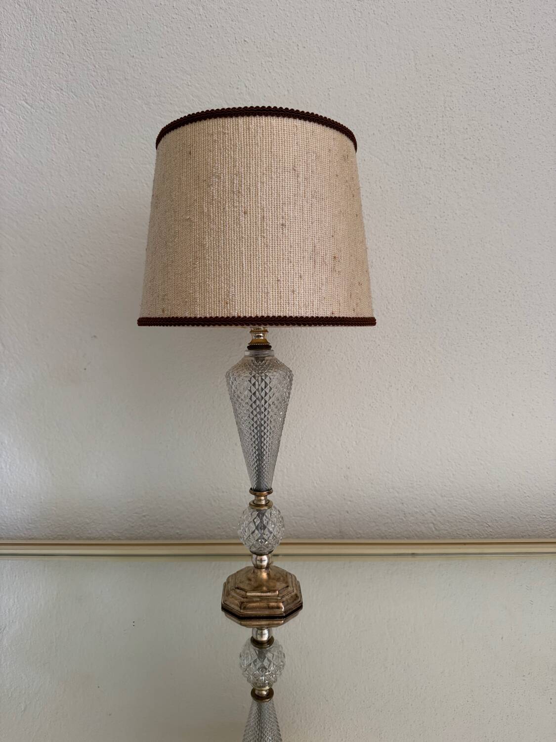 Glass and brass lamp from the 60s