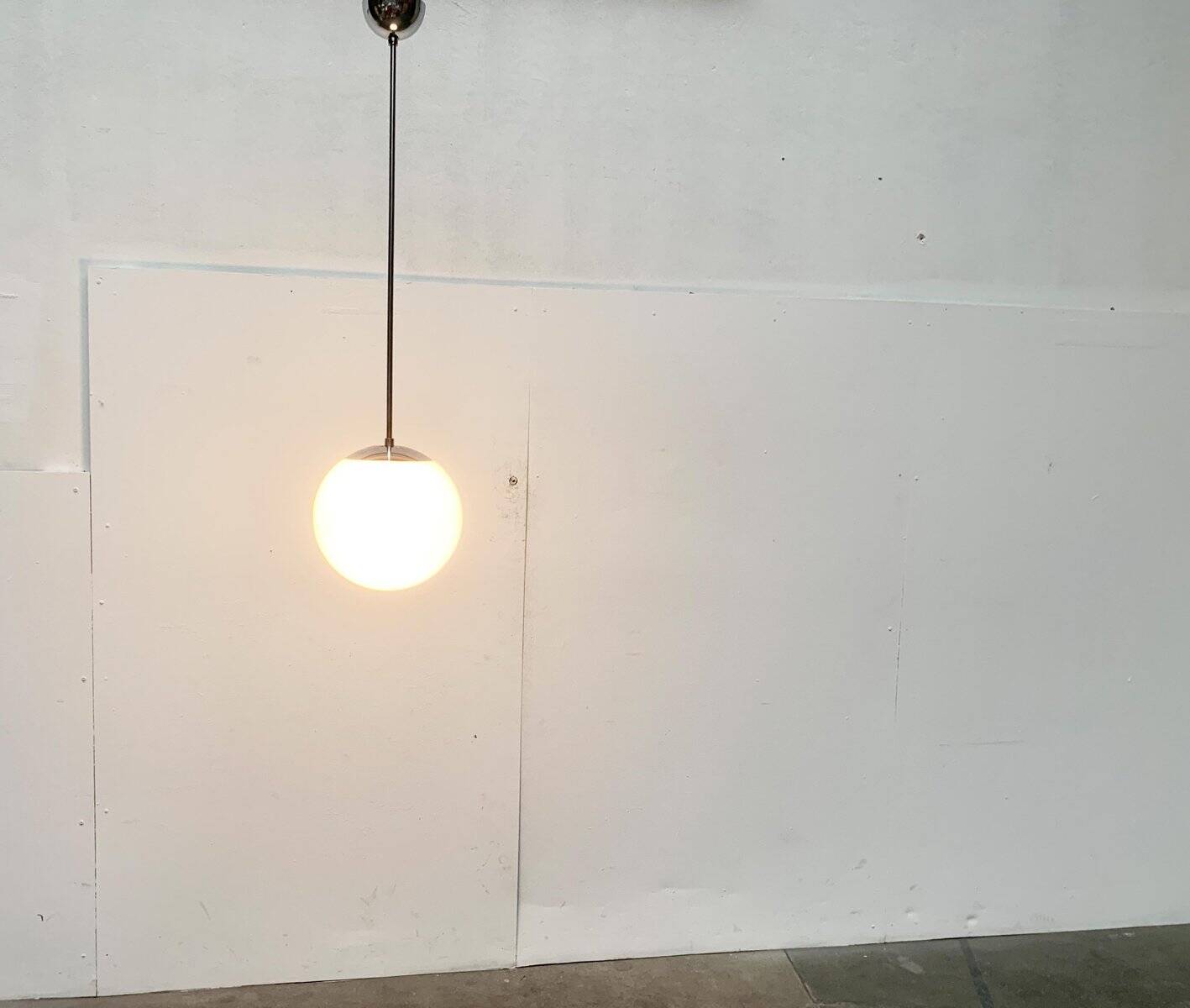 Mid-Century German Glass and Metal Ball Pendant
