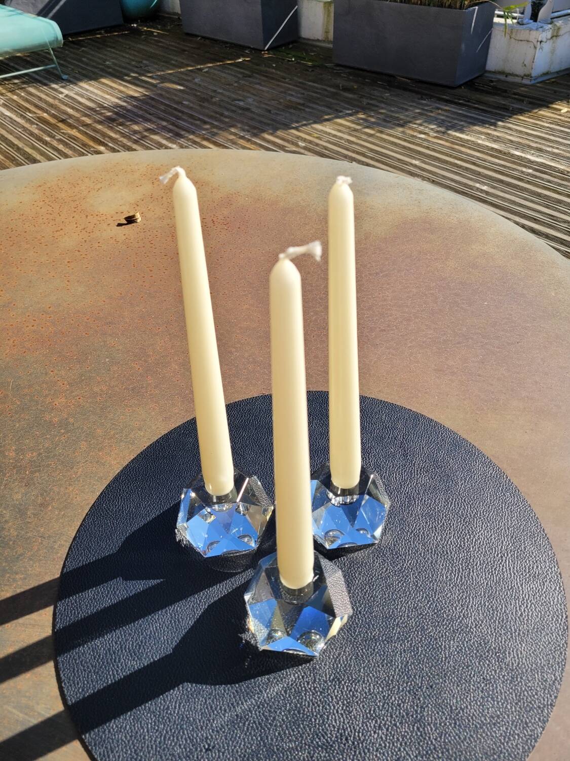 Crystal candle holders - diamond shape - set of 3