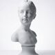 Bust of Louise Brongniart after Houdon, white biscuit Tharaud Limoges 20th century.