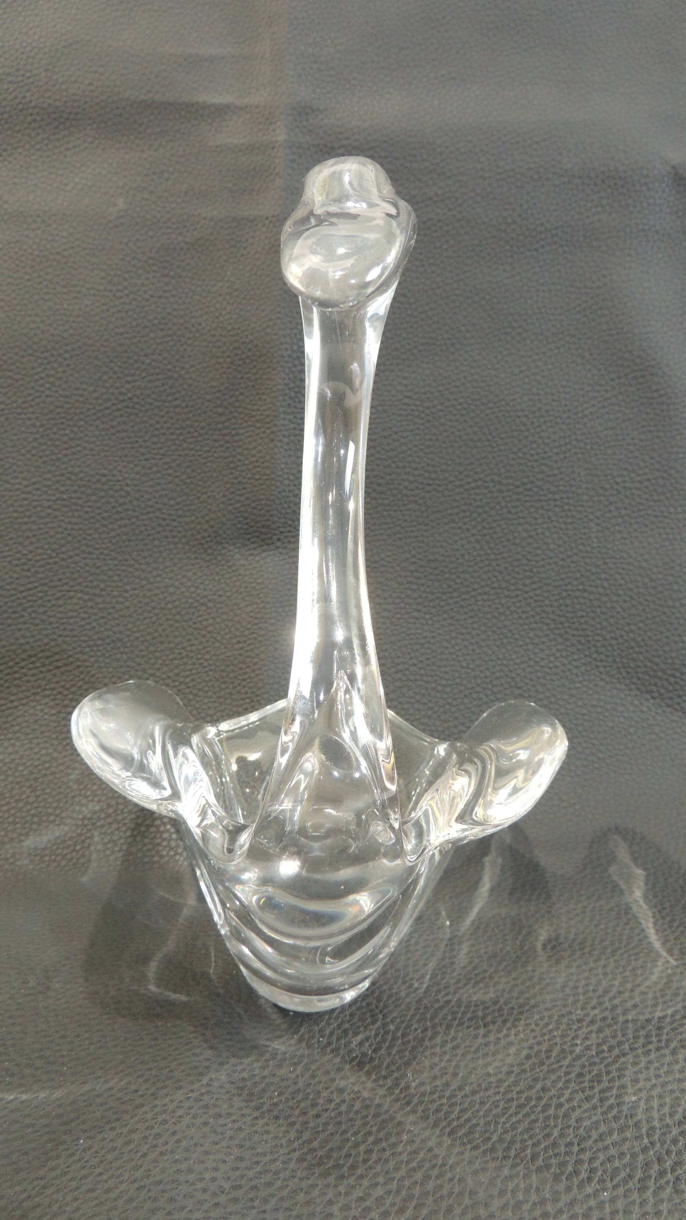 Swan Trinket Crystal Glass Art Vannes-Le-Chatel /Vintage 1960