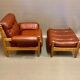 Armchair and its Ottoman leather design 1950.