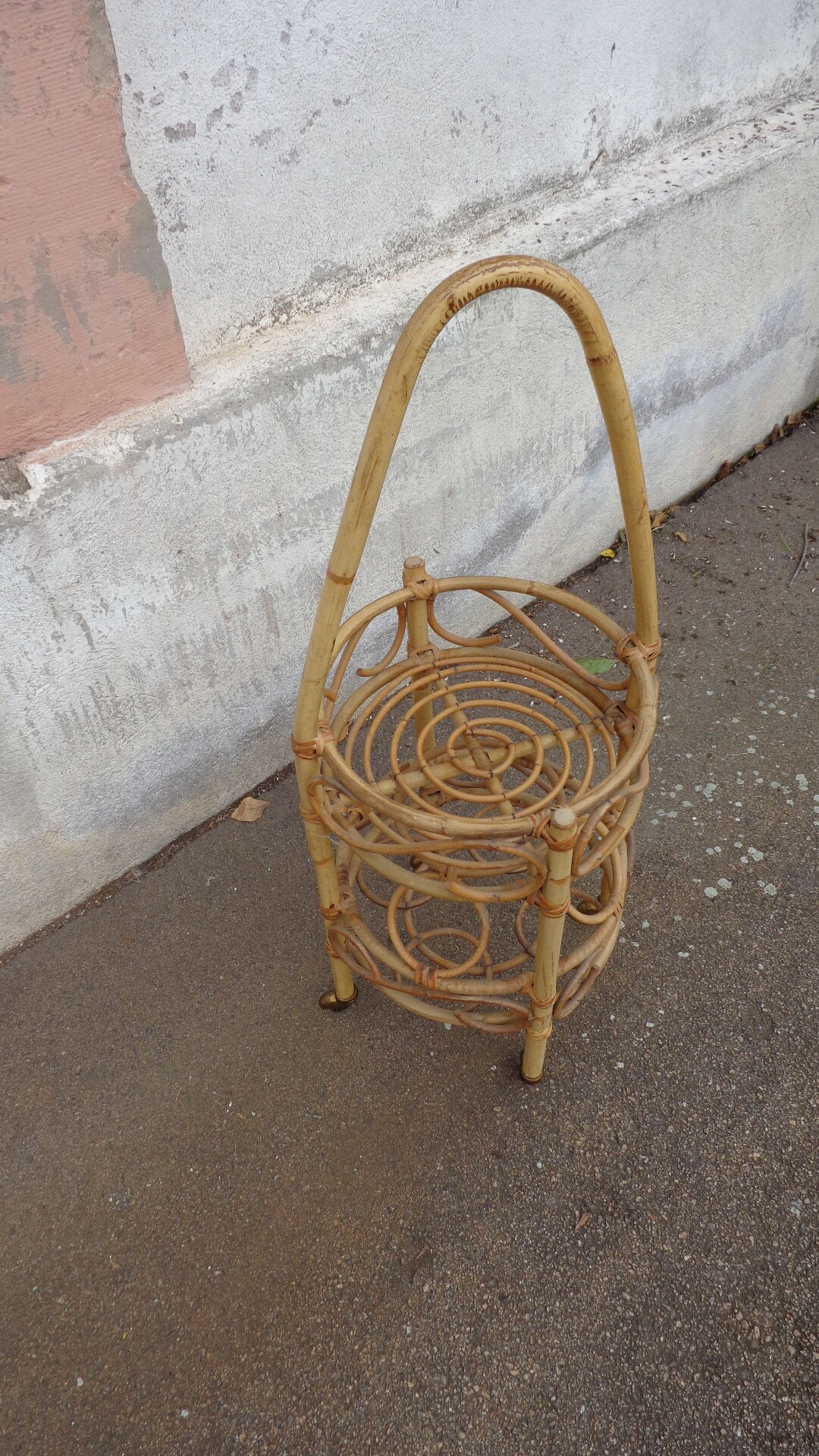 Bamboo serving table on wheels
