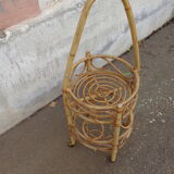 Bamboo serving table on wheels