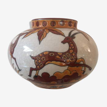 Art Deco cracked ceramic vase